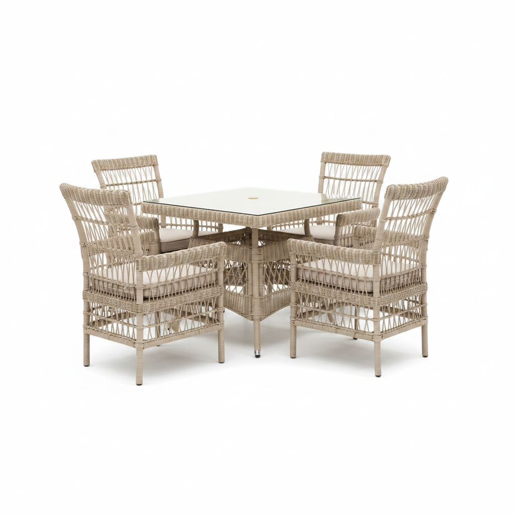 Provence Collection Outdoor 4 Seater Dining Set front view on white background