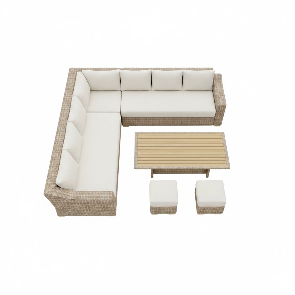 Capri Outdoor Corner Set overhead view on white background