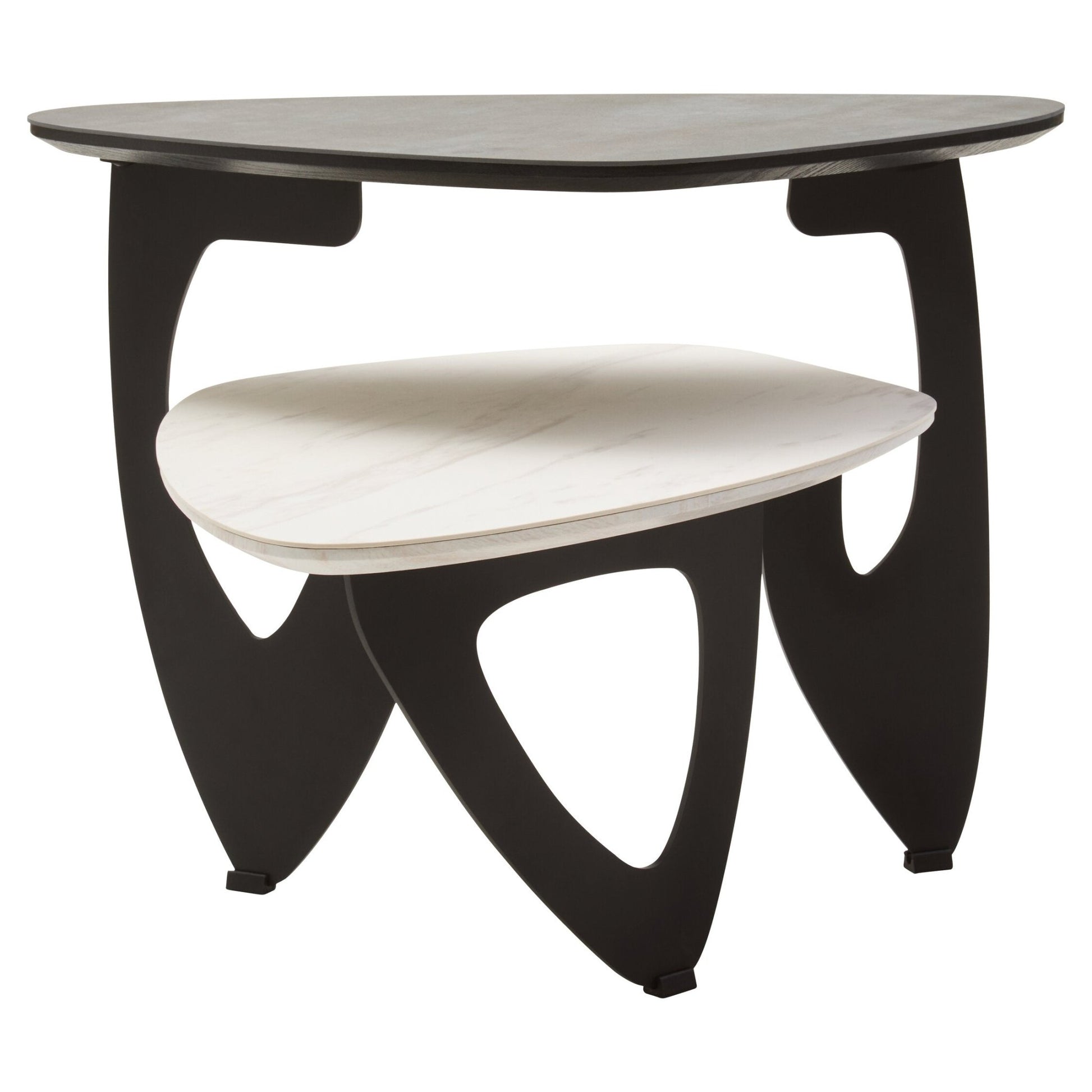 Imperia 2 Tier Small Asymmetrical Ceramic Coffee Table | Luxury Home Accessories | Heulog Glow