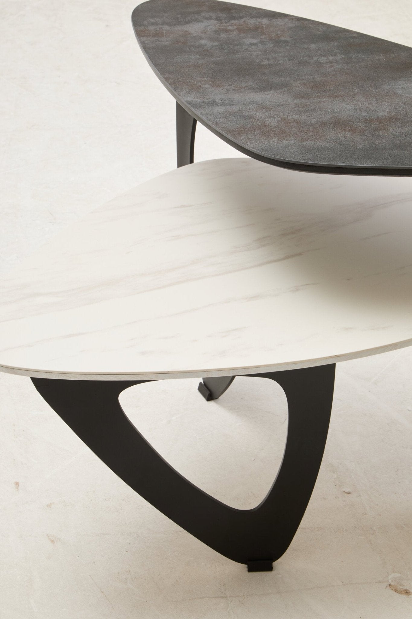Imperia 2 Tier Small Asymmetrical Ceramic Coffee Table | Luxury Home Accessories | Heulog Glow