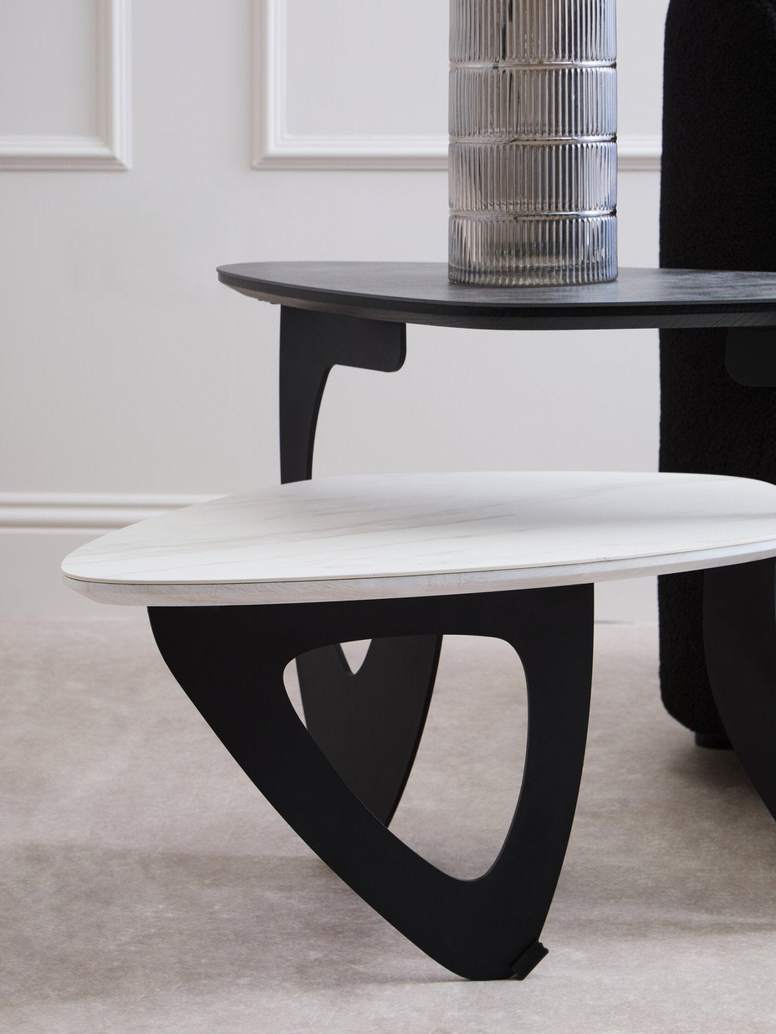Imperia 2 Tier Small Asymmetrical Ceramic Coffee Table | Luxury Home Accessories | Heulog Glow