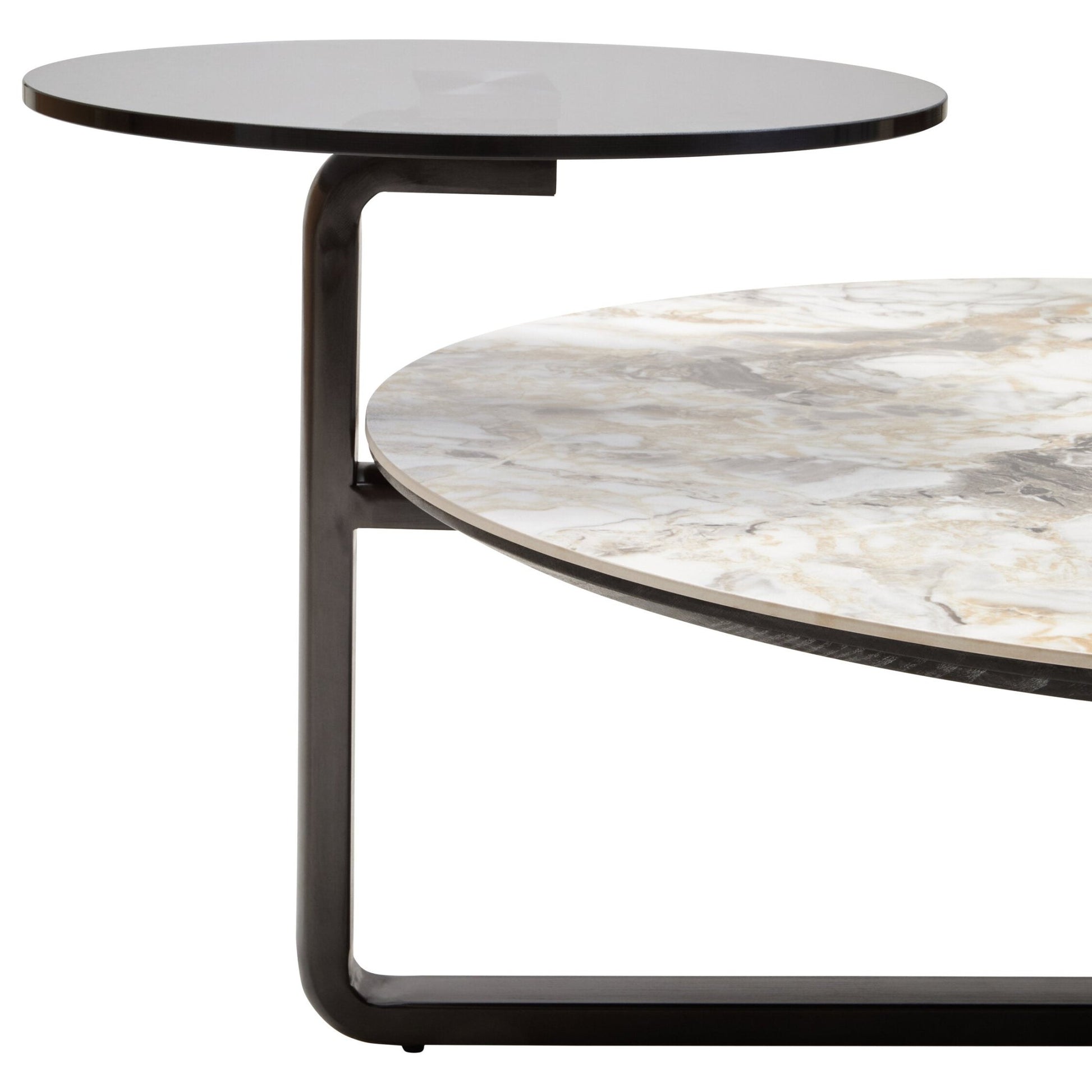 Imperia 3 Tier Round Ceramic Marble Effect Coffee Table | Luxury Home Accessories | Heulog Glow