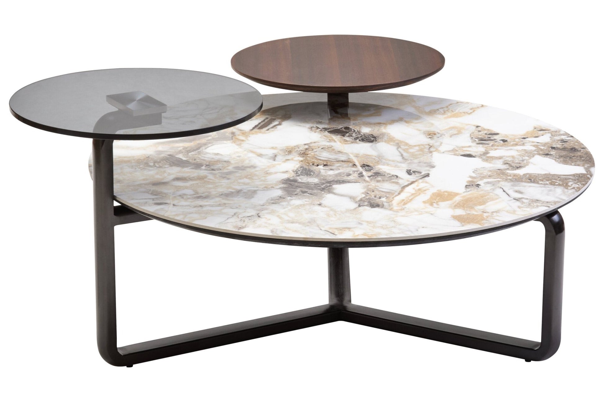 Imperia 3 Tier Round Ceramic Marble Effect Coffee Table | Luxury Home Accessories | Heulog Glow