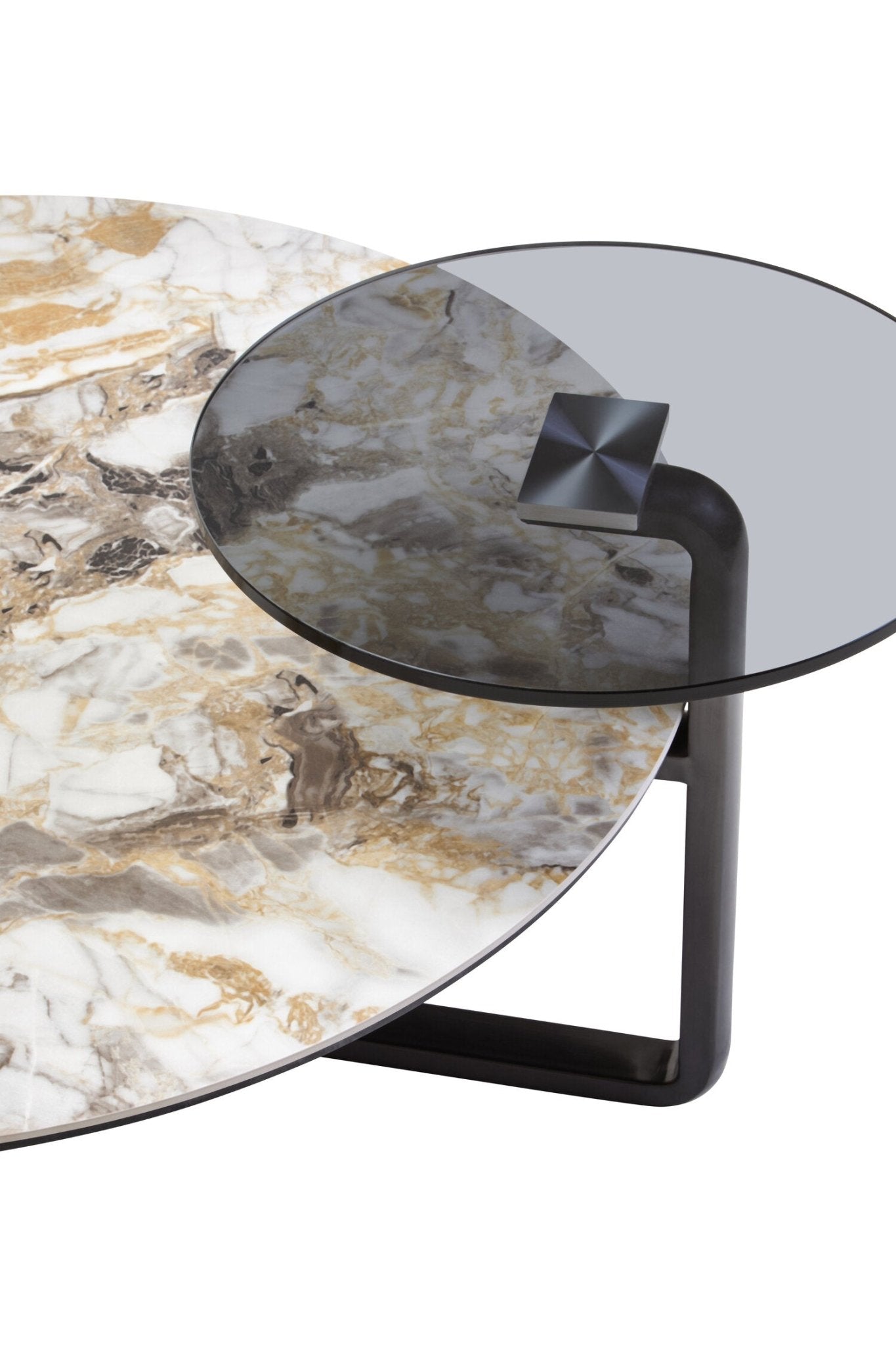Imperia 3 Tier Round Ceramic Marble Effect Coffee Table | Luxury Home Accessories | Heulog Glow