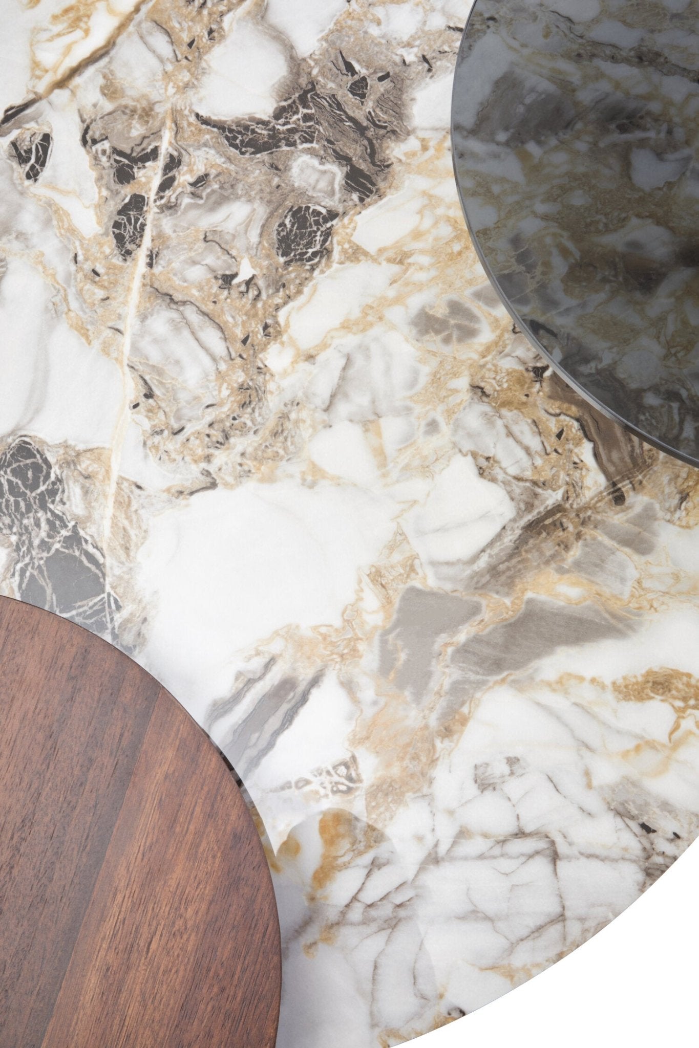 Imperia 3 Tier Round Ceramic Marble Effect Coffee Table | Luxury Home Accessories | Heulog Glow