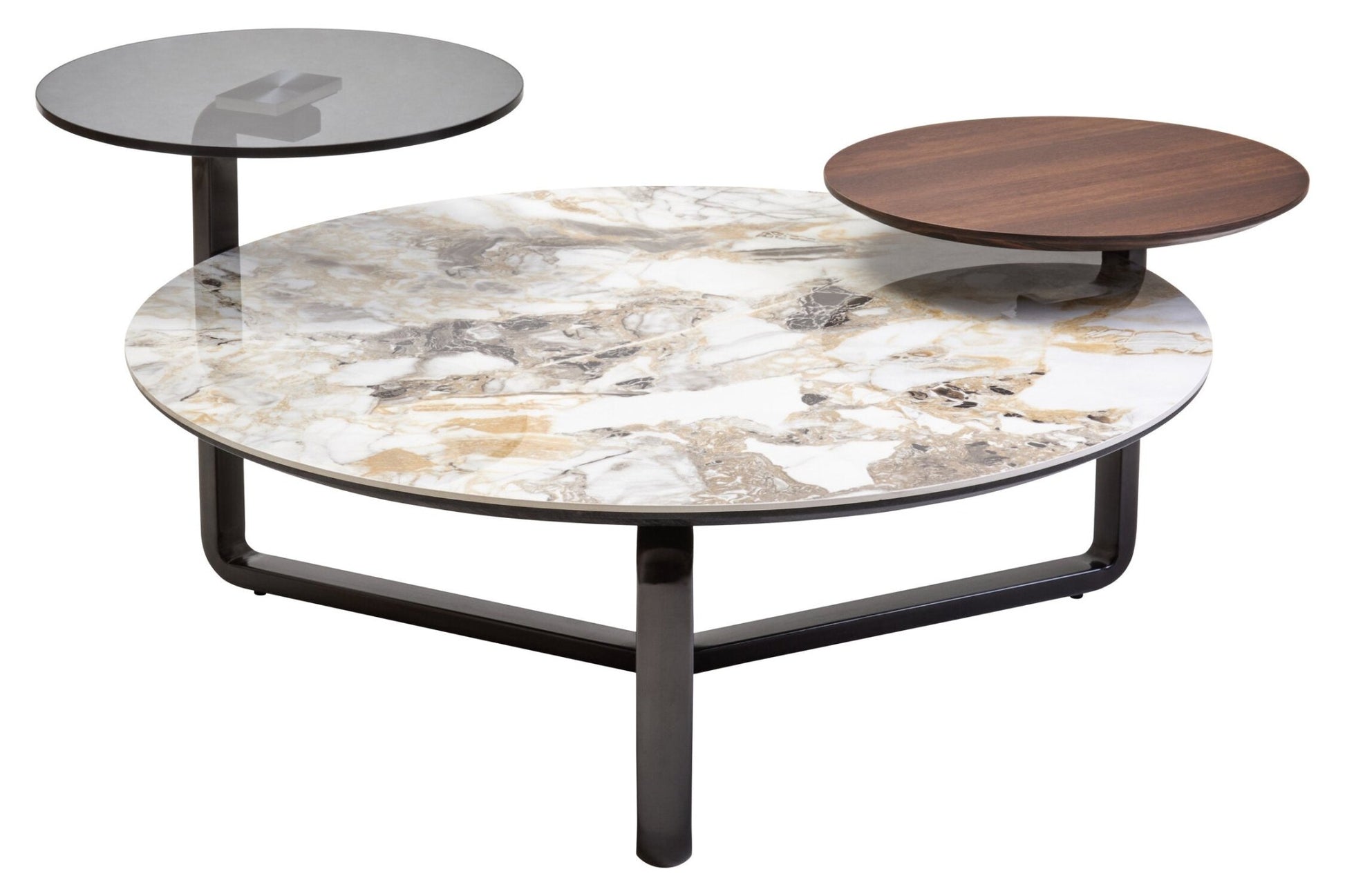 Imperia 3 Tier Round Ceramic Marble Effect Coffee Table | Luxury Home Accessories | Heulog Glow