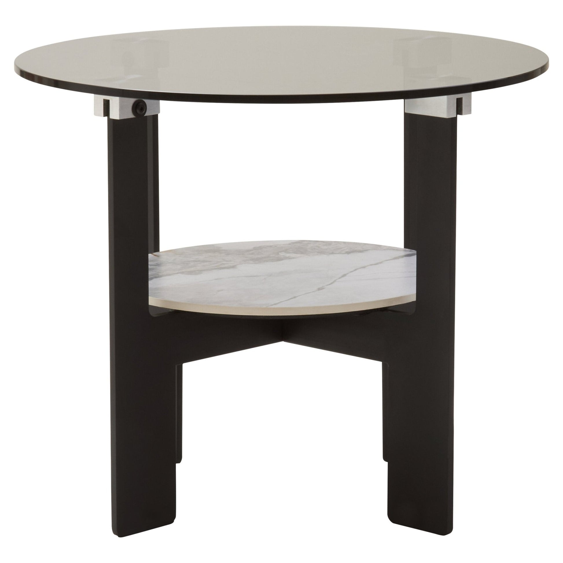 Imperia Round Grey Glass And Ceramic Small Coffee Table | Luxury Home Accessories | Heulog Glow