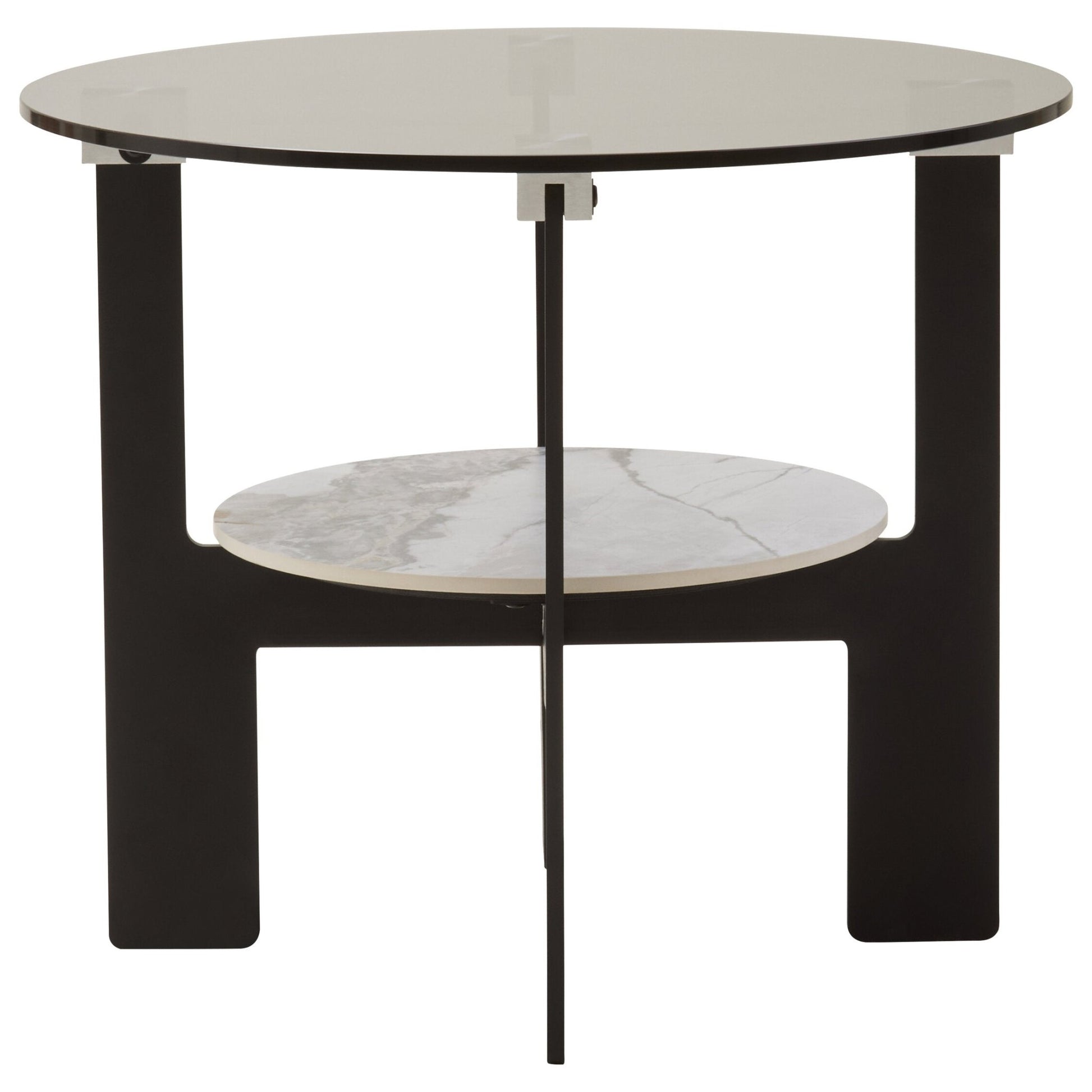 Imperia Round Grey Glass And Ceramic Small Coffee Table | Luxury Home Accessories | Heulog Glow