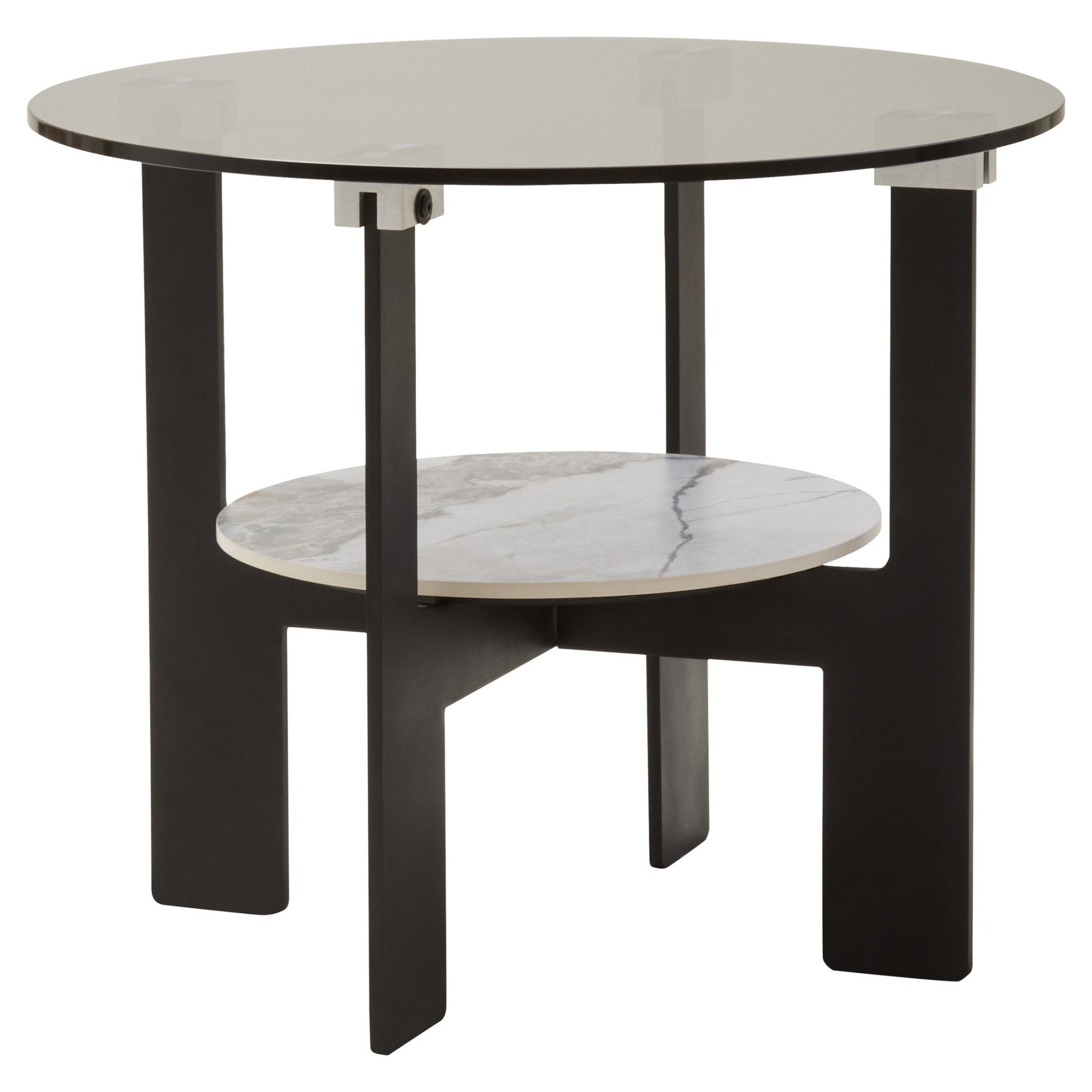 Imperia Round Grey Glass And Ceramic Small Coffee Table | Luxury Home Accessories | Heulog Glow