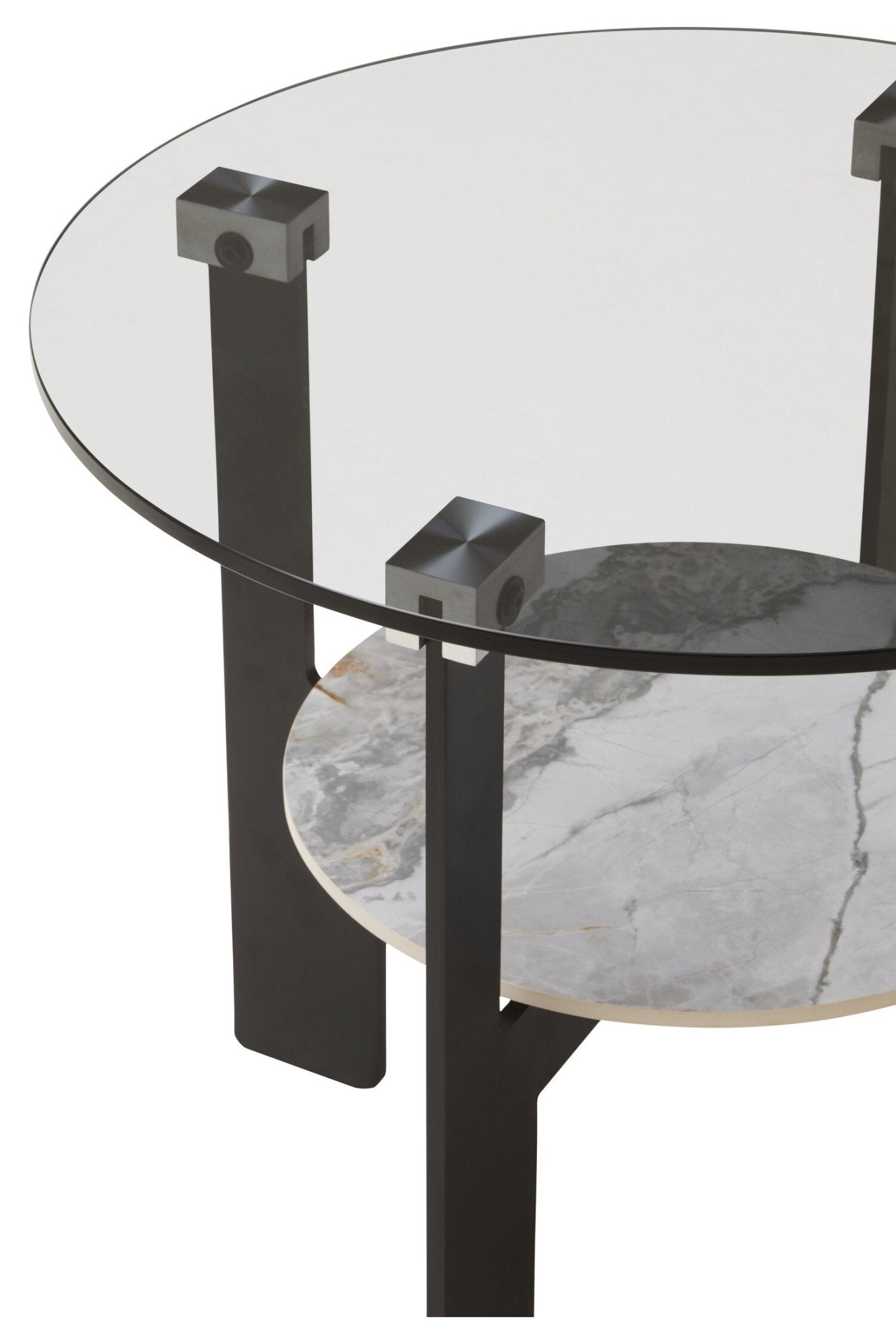 Imperia Round Grey Glass And Ceramic Small Coffee Table | Luxury Home Accessories | Heulog Glow