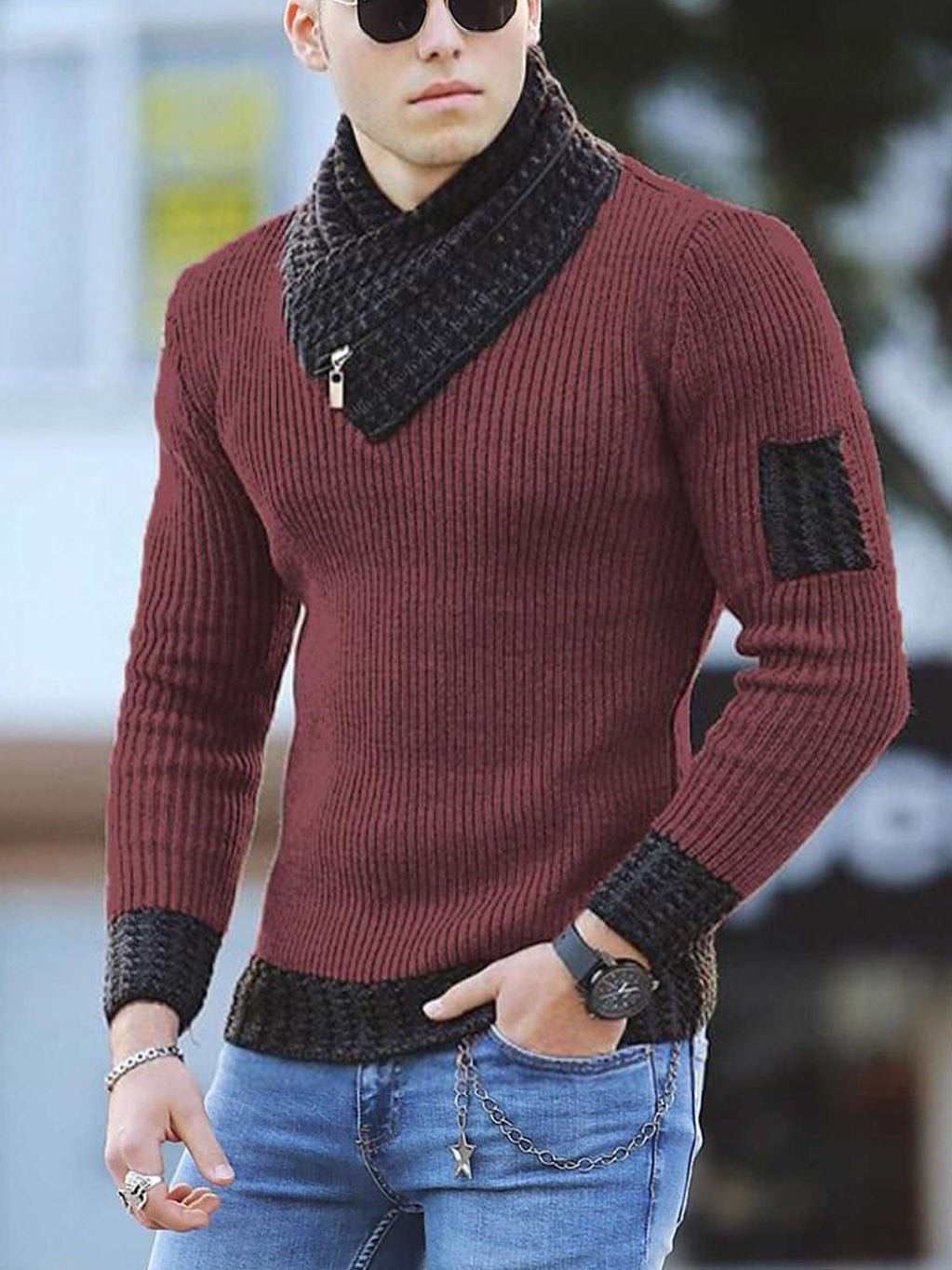 Independent Station Casual Slim Knit Pullover Long-sleeved Scarf Collar Sweater Men's | Luxury Home Accessories | Heulog Glow