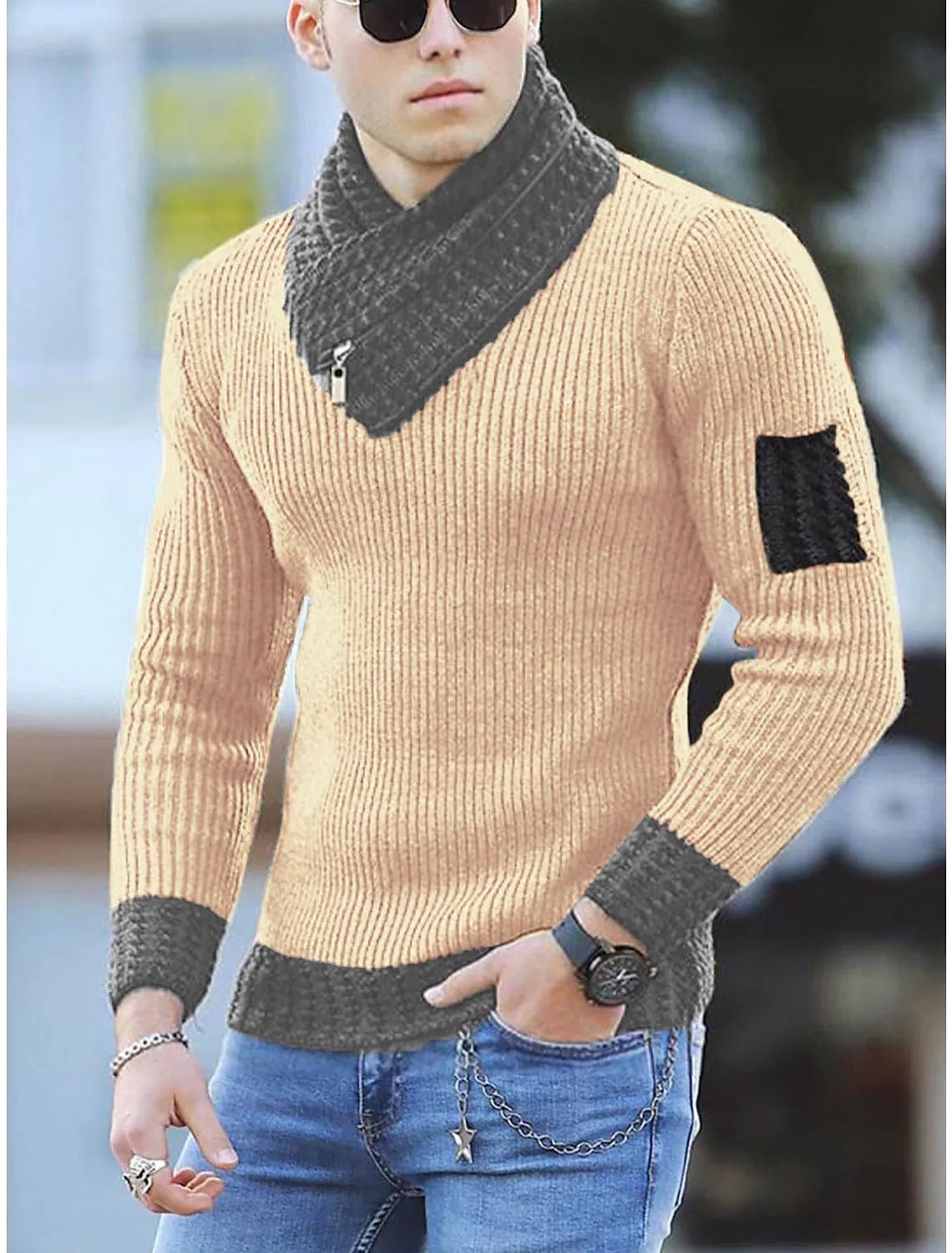 Independent Station Casual Slim Knit Pullover Long-sleeved Scarf Collar Sweater Men's | Luxury Home Accessories | Heulog Glow
