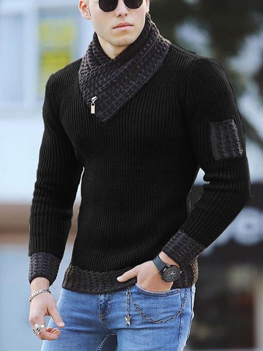 Independent Station Casual Slim Knit Pullover Long-sleeved Scarf Collar Sweater Men's | Luxury Home Accessories | Heulog Glow