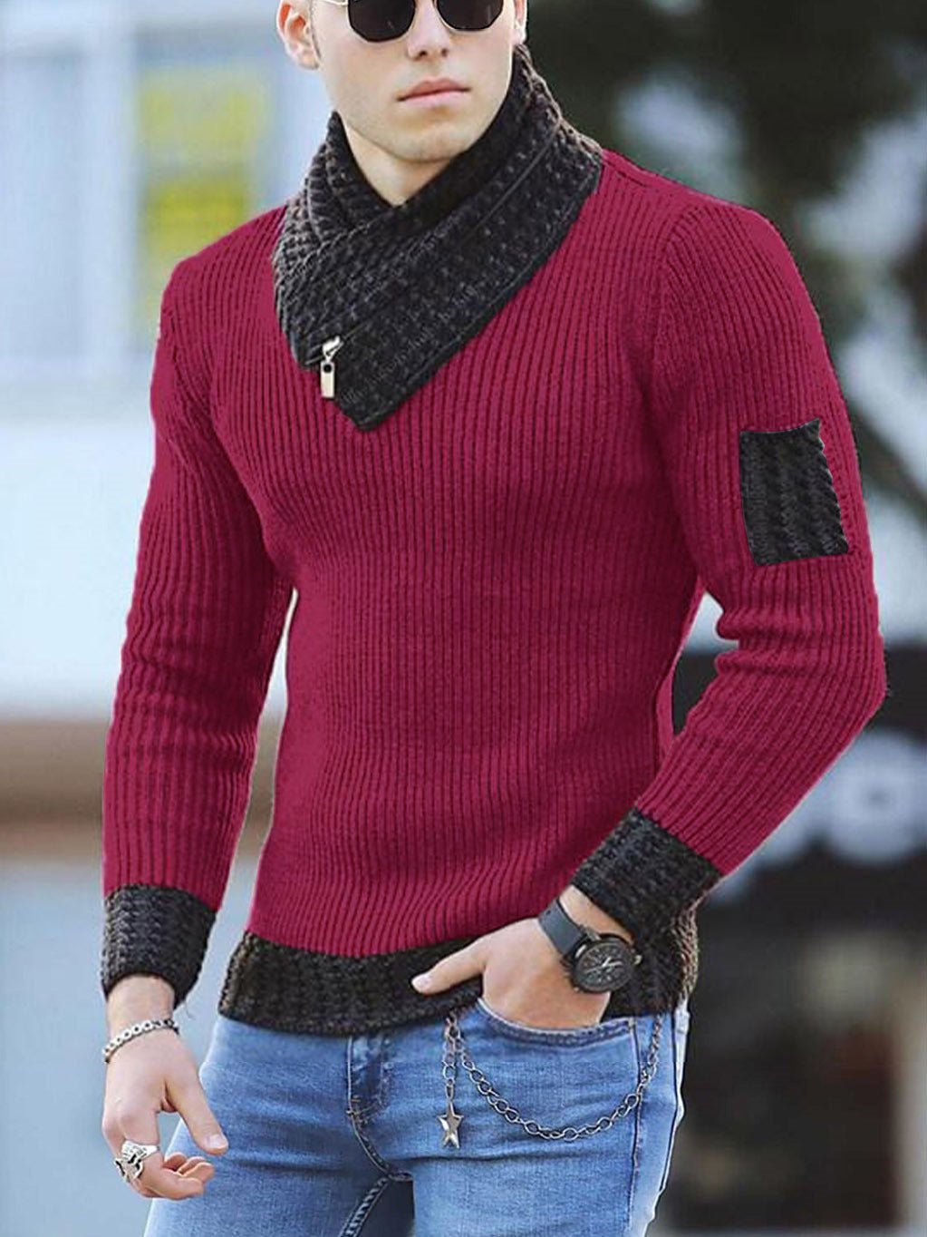 Independent Station Casual Slim Knit Pullover Long-sleeved Scarf Collar Sweater Men's | Luxury Home Accessories | Heulog Glow