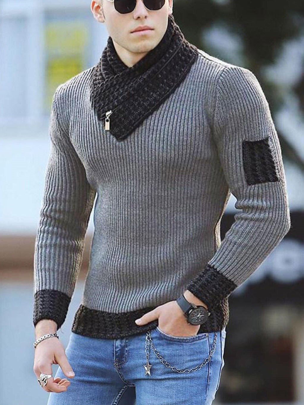 Independent Station Casual Slim Knit Pullover Long-sleeved Scarf Collar Sweater Men's | Luxury Home Accessories | Heulog Glow
