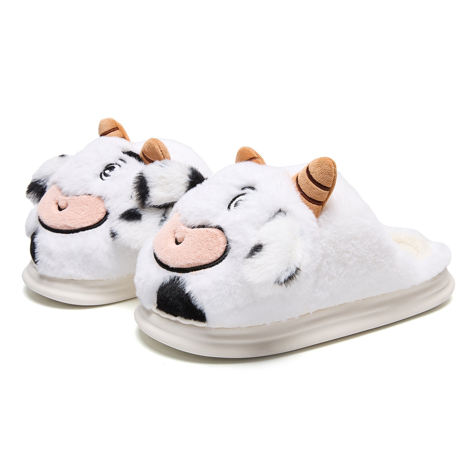 Indoor Platform Warm Cartoon Cow Fluffy Slippers | Luxury Home Accessories | Heulog Glow