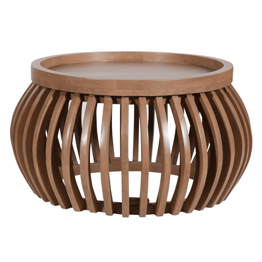 Indus Solid Wood Small Round Low Coffee Table | Luxury Home Accessories | Heulog Glow