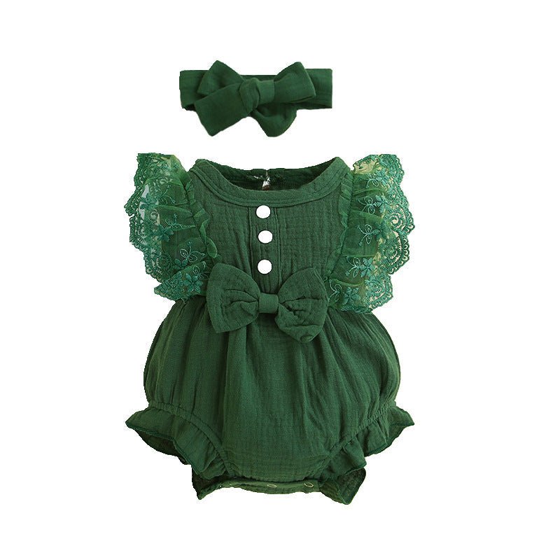Infant And Toddler GirlsCandy-colored Lace Romper With Bib | Luxury Home Accessories | Heulog Glow