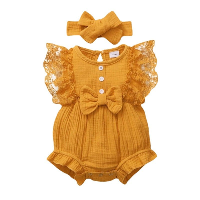 Infant And Toddler GirlsCandy-colored Lace Romper With Bib | Luxury Home Accessories | Heulog Glow