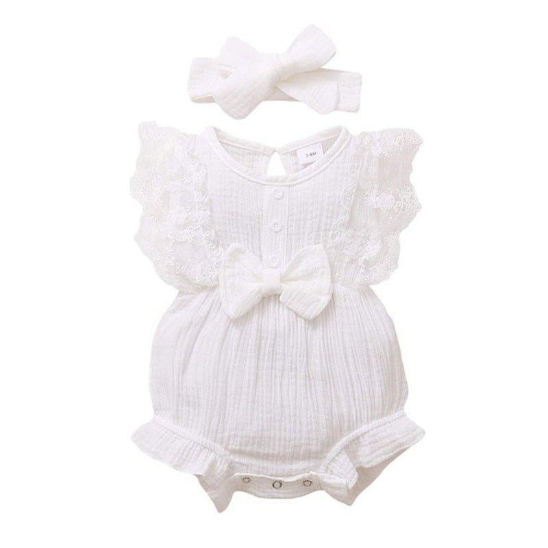 Infant And Toddler GirlsCandy-colored Lace Romper With Bib | Luxury Home Accessories | Heulog Glow