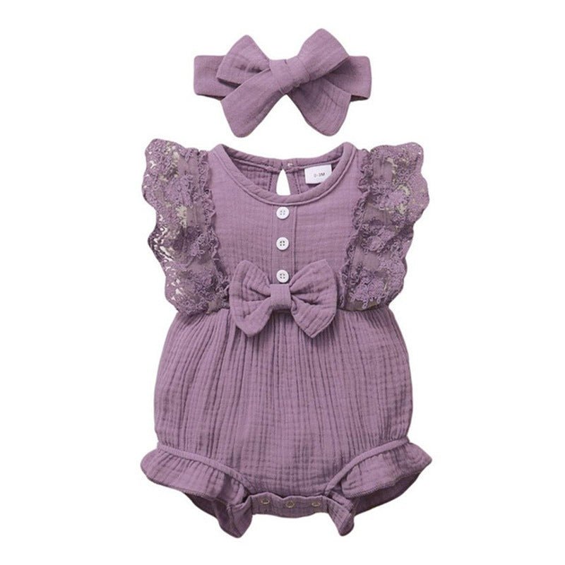 Infant And Toddler GirlsCandy-colored Lace Romper With Bib | Luxury Home Accessories | Heulog Glow