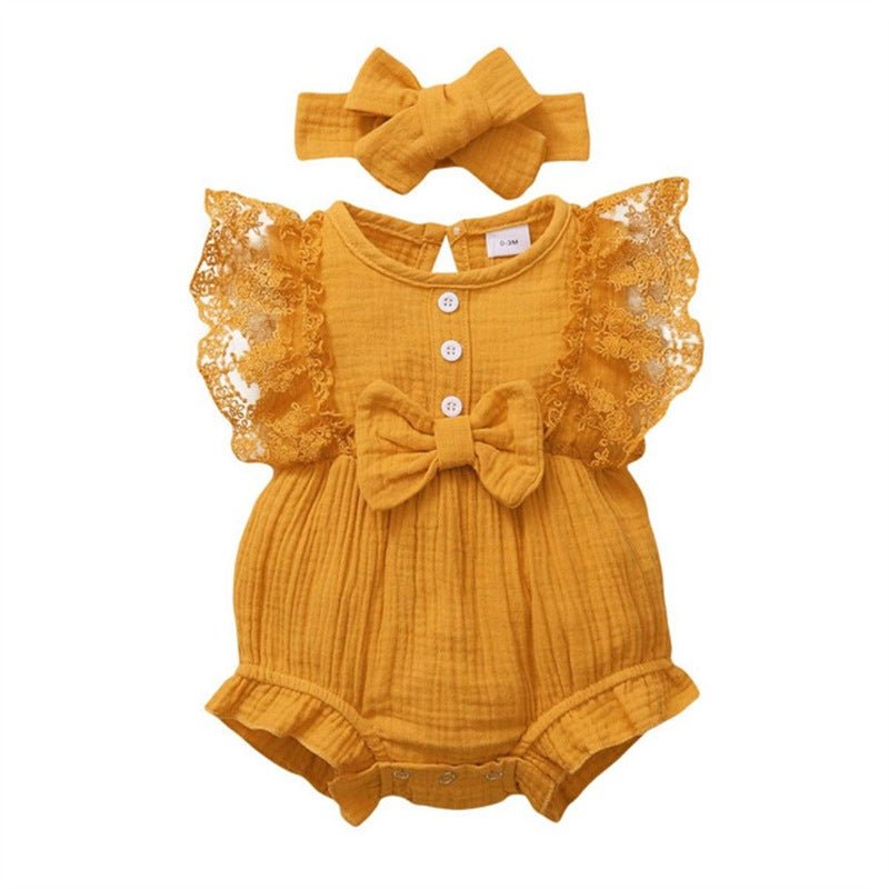 Infant And Toddler GirlsCandy-colored Lace Romper With Bib | Luxury Home Accessories | Heulog Glow