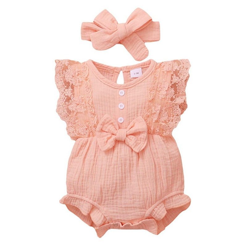 Infant And Toddler GirlsCandy-colored Lace Romper With Bib | Luxury Home Accessories | Heulog Glow