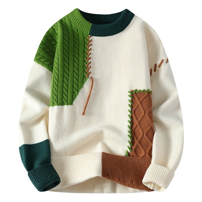 Ins Colorblock Pullover Sweater Winter Fashion Long Sleeve Knitted Top Men's Clothing | Luxury Home Accessories | Heulog Glow