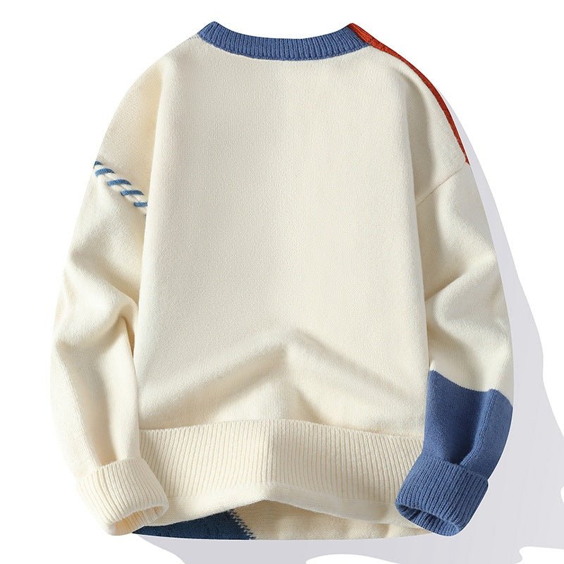 Ins Colorblock Pullover Sweater Winter Fashion Long Sleeve Knitted Top Men's Clothing | Luxury Home Accessories | Heulog Glow