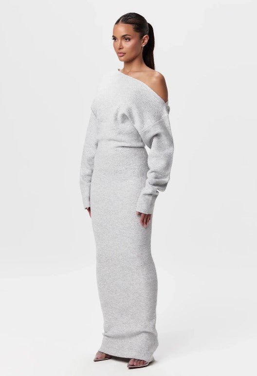 Ins Slim Long Sleeve Knitted Dress Evening Party Sexy Off-shoulder Bodycon Long Dresses | Luxury Home Accessories | Heulog Glow