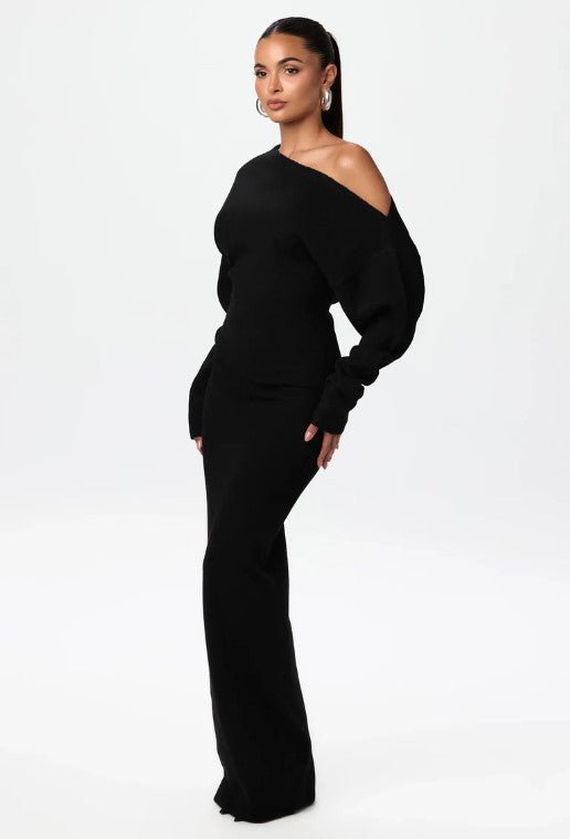 Ins Slim Long Sleeve Knitted Dress Evening Party Sexy Off-shoulder Bodycon Long Dresses | Luxury Home Accessories | Heulog Glow