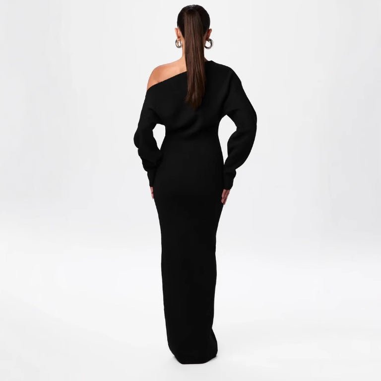 Ins Slim Long Sleeve Knitted Dress Evening Party Sexy Off-shoulder Bodycon Long Dresses | Luxury Home Accessories | Heulog Glow