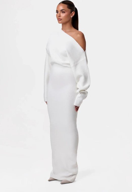 Ins Slim Long Sleeve Knitted Dress Evening Party Sexy Off-shoulder Bodycon Long Dresses | Luxury Home Accessories | Heulog Glow