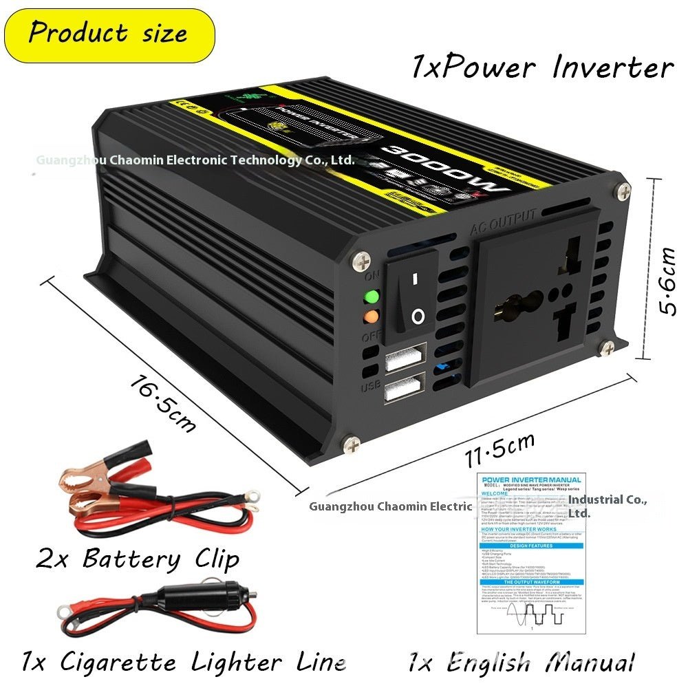 Inverter 12V To 220V110V3000W Vehicle Solar Power Conversion Inverter Off-grid High Frequency Correction | Luxury Home Accessories | Heulog Glow
