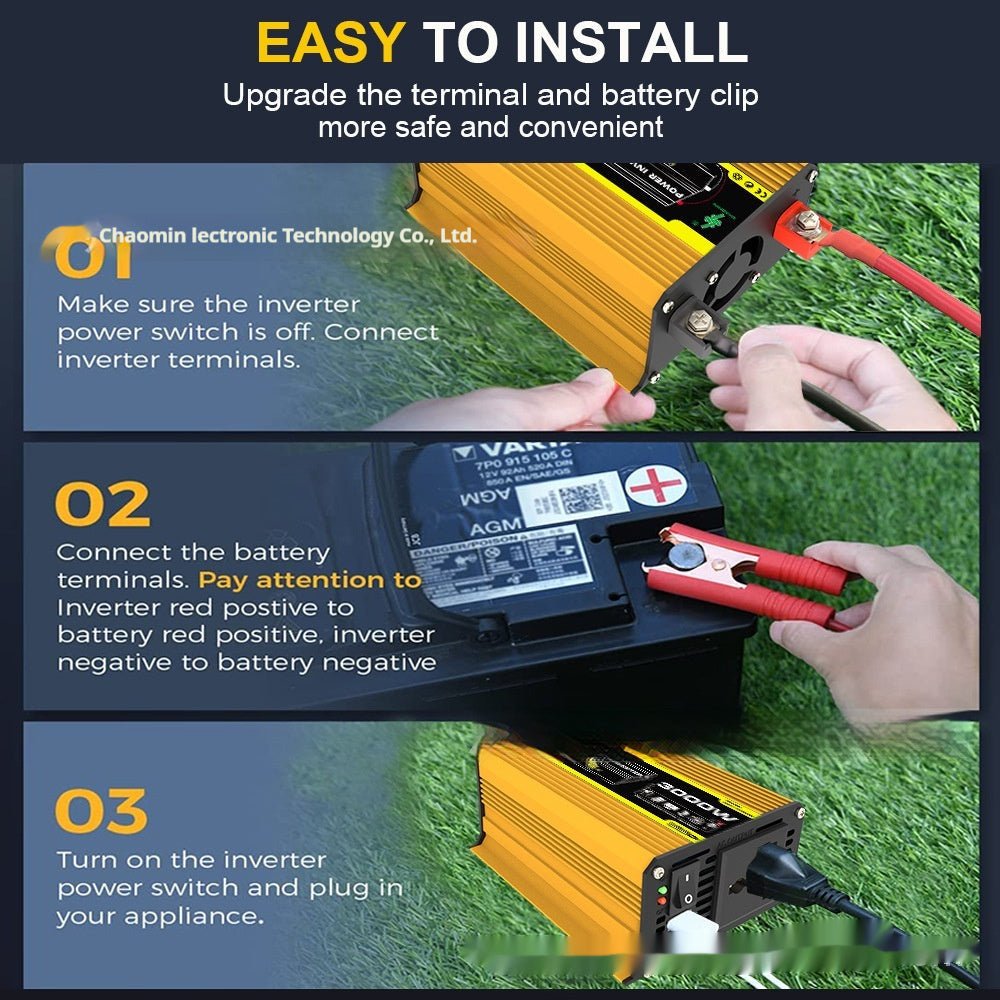 Inverter 12V To 220V110V3000W Vehicle Solar Power Conversion Inverter Off-grid High Frequency Correction | Luxury Home Accessories | Heulog Glow