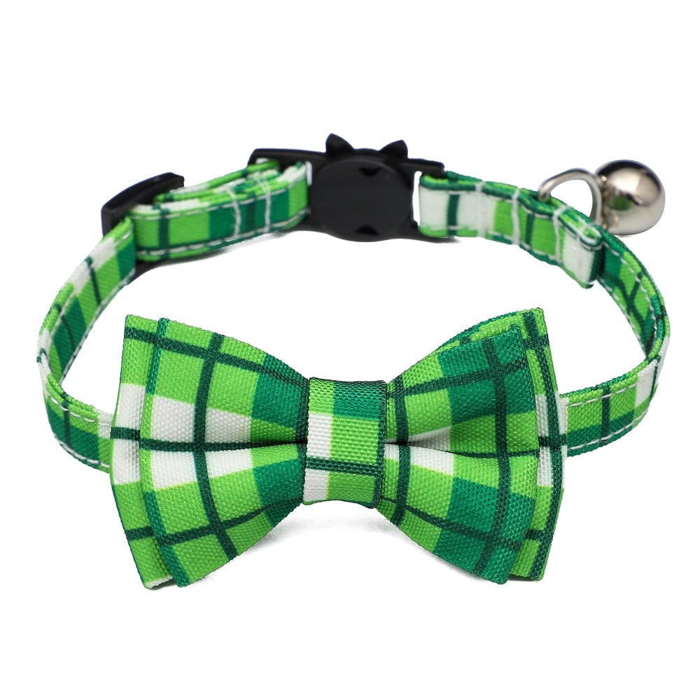 Irish Festival Plaid Bow Cat Collar | Luxury Home Accessories | Heulog Glow