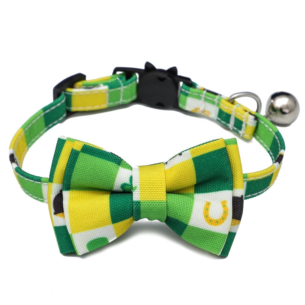 Irish Festival Plaid Bow Cat Collar | Luxury Home Accessories | Heulog Glow