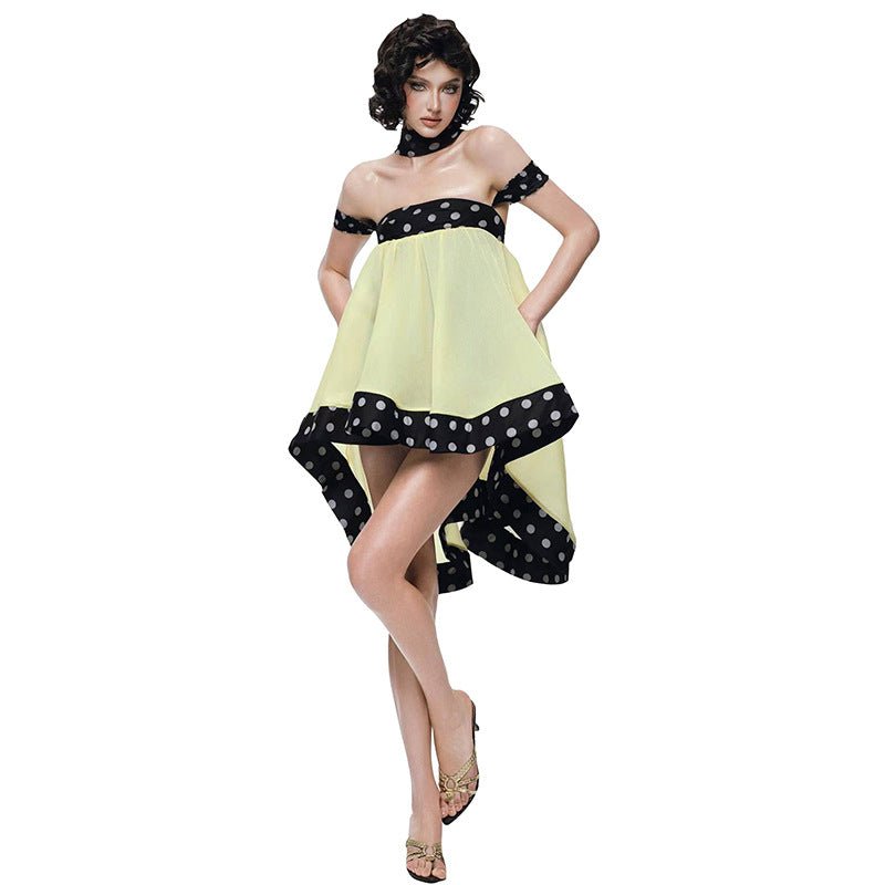 Irregular Print Polka-Dot Fashionable Off-Shoulder Sexy Dress For Women | Luxury Home Accessories | Heulog Glow