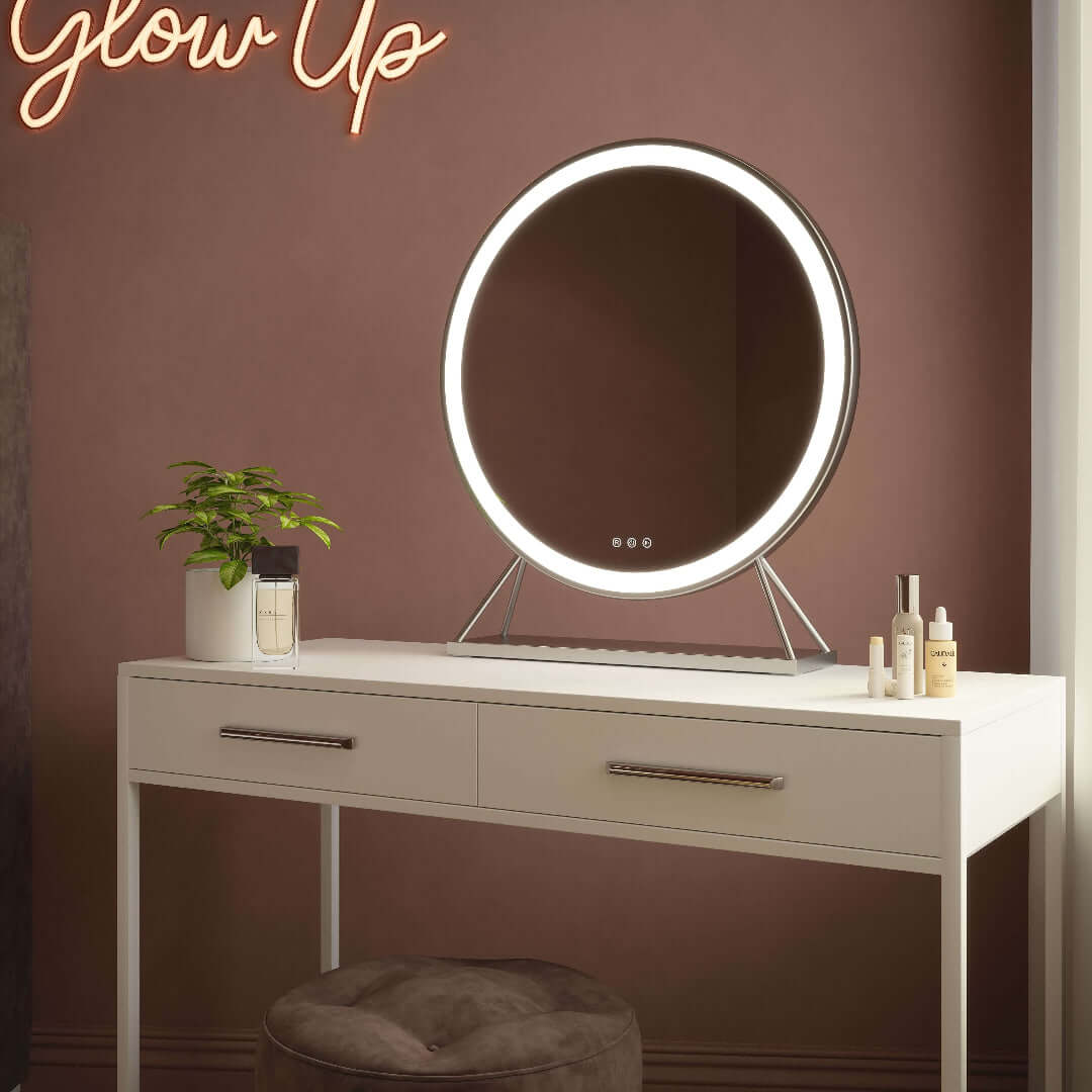 Isla Round Silver LED Mirror – 60cm Diameter | Luxury Home Accessories | Heulog Glow