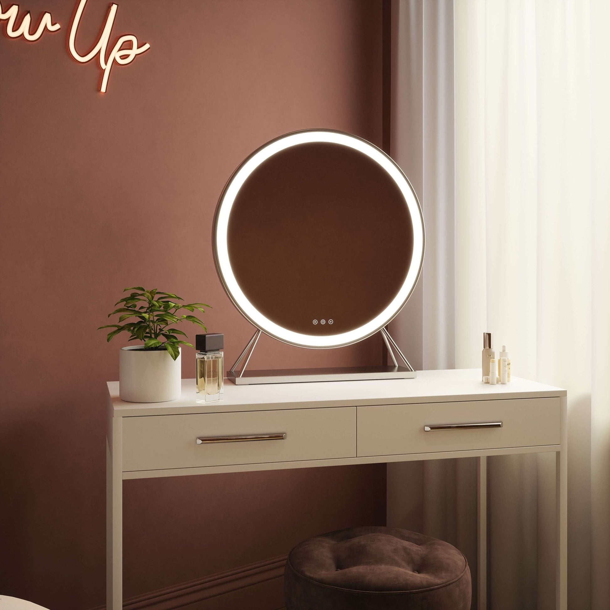 Isla Round Silver LED Mirror – 60cm Diameter | Luxury Home Accessories | Heulog Glow