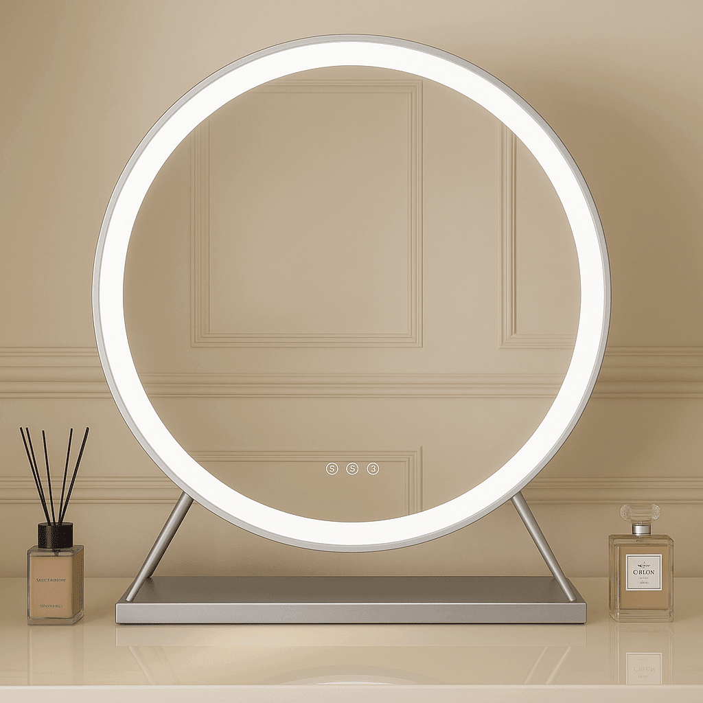 Isla Round Silver LED Mirror – 60cm Diameter | Luxury Home Accessories | Heulog Glow