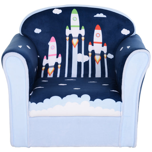 HOMCOM Children Chair Armchair Single Sofa,  50 x 39 x 44cm, for 18M+, Blue