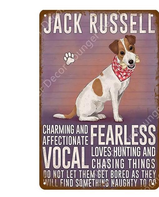 Jack Russel Dog Tin Sign | Luxury Home Accessories | Heulog Glow