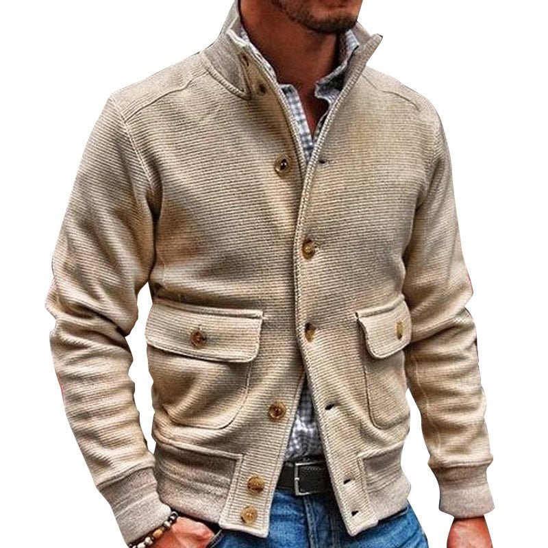 Jacket Men's Stand Collar Solid Color Top | Luxury Home Accessories | Heulog Glow