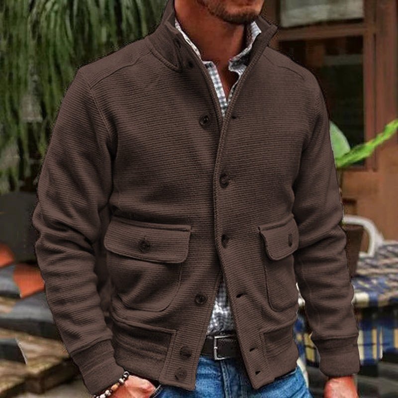 Jacket Men's Stand Collar Solid Color Top | Luxury Home Accessories | Heulog Glow