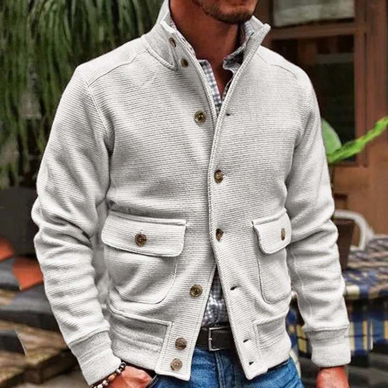 Jacket Men's Stand Collar Solid Color Top | Luxury Home Accessories | Heulog Glow