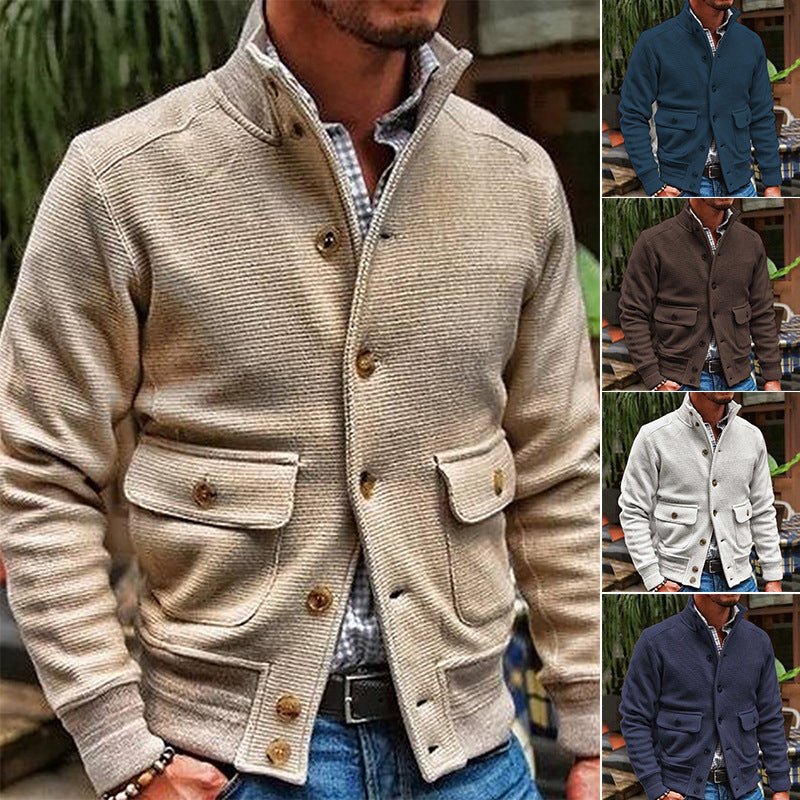 Jacket Men's Stand Collar Solid Color Top | Luxury Home Accessories | Heulog Glow