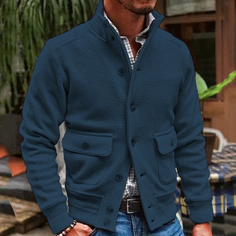 Jacket Men's Stand Collar Solid Color Top | Luxury Home Accessories | Heulog Glow