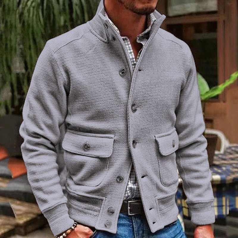 Jacket Men's Stand Collar Solid Color Top | Luxury Home Accessories | Heulog Glow
