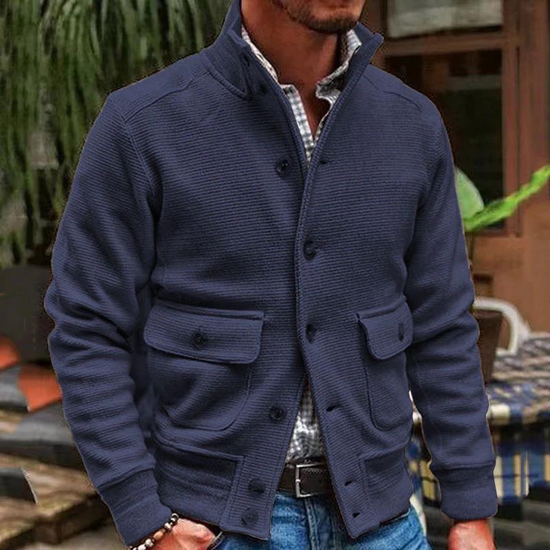 Jacket Men's Stand Collar Solid Color Top | Luxury Home Accessories | Heulog Glow